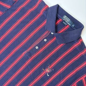 Polo Ralph Lauren Polo Shirt Men's XL Navy Red Striped Golf Shield Logo